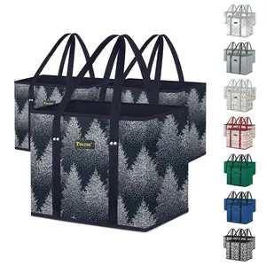 3Pk Reusable Grocery Bags - Heavy Duty Foldable Shopping Bags for Groceries with Reinforced Bottom & Handles with Reinforced Bottom & Handles