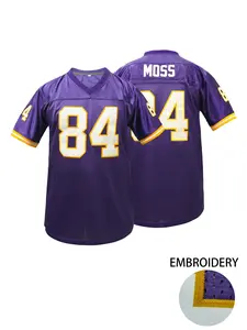 Boyfriend Style Men's Embroidery Sportswear American Football Jersey 18 Purple Casual Short Sleeve V-Neck T-Shirts Party Sports Top, Loose Fit Casual T-Shirt for All Seasons, Unisex Outdoor Sports & Training Wear, Stylish Jersey, Training Clothes