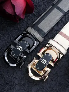 Men's Business Fashion Belt, Casual Trendy Automatic Buckle Belt, Embossed Belt Buckle, Stylish Belts, Textured Belt, Versatile Waistband for Jeans Trousers for Daily Decoration, Casual Modern Waistband