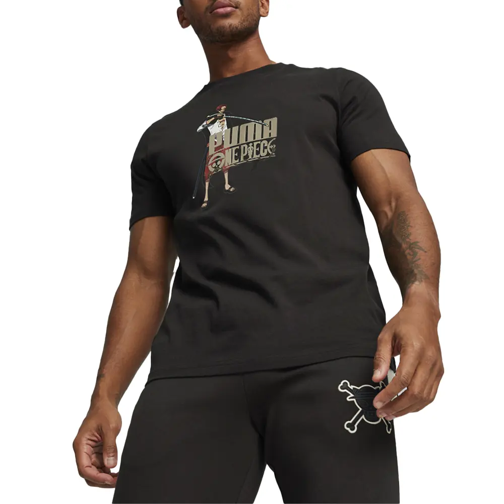 PUMA Mens X One Piece Graphic Crew Neck Short Sleeve Casual Tops Casual - Black