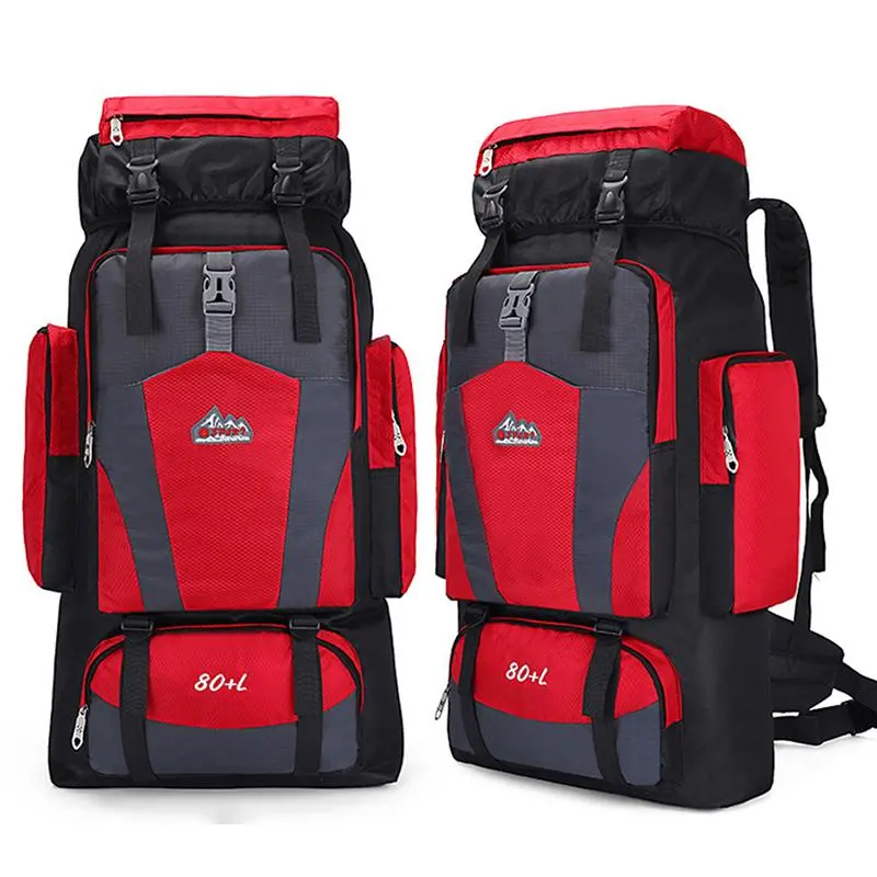 Unisex 80L Waterproof Hiking Mountaineering Backpack with Padded Straps - Thick Padding, Ventilated Back Panel, Multi-Compartment for Camping, Outdoor Travel