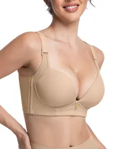FallSweet Wireless Add 2 Cups Padded Plunge Bras Back Smoothing Push Up Brasieres