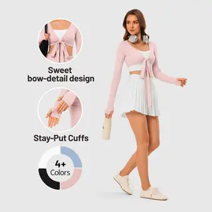 INNO MINT Pilates Wrap Top for Women Long Sleeve Convertible Styling Cropped Tie Ballet Yoga Tops V Neck Dance Athletic Shirt - Womenswear, Blouse