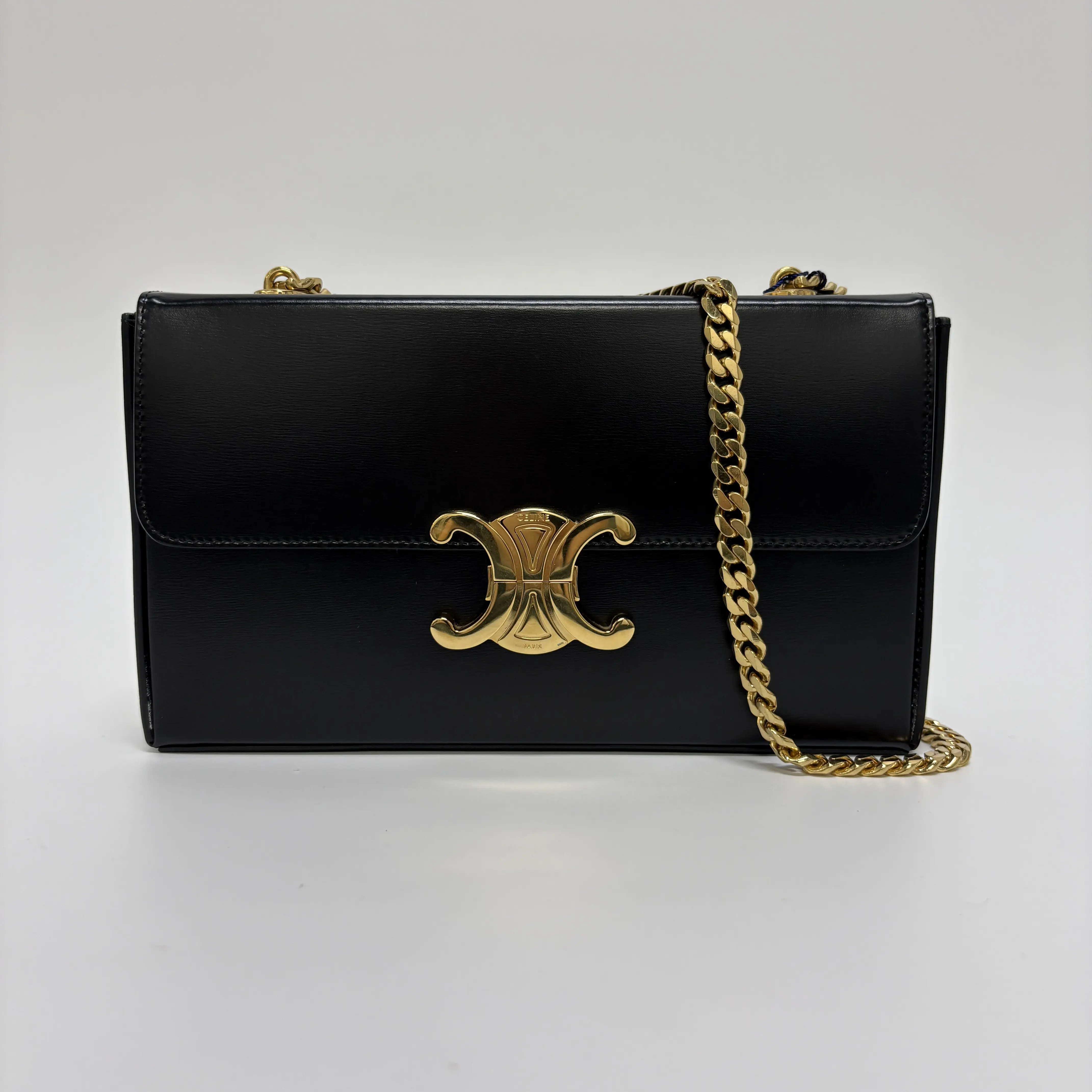 Pre-owned Celine Vintage Classic Box Flap Bag Thick Gold Chain Crossbody Handbag