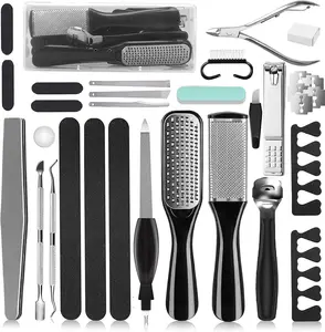 26 in 1 Professional Pedicure Kit Stainless Steel Foot Care Tools with Foot File & Callus Remover for Men and Women Travel Manicure Nail Smooth Cutics, Nail Care, Set