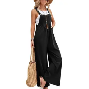 Women's Solid Color Casual Suspender Trousers