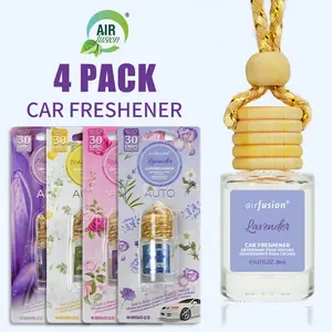 4 Pack Air Fusion Hanging Car Air Freshener – Fragrance Oil Diffuser with Essential Oils – 120 Days Long-Lasting Aromatherapy Scents for Automobiles,17 Fragrances