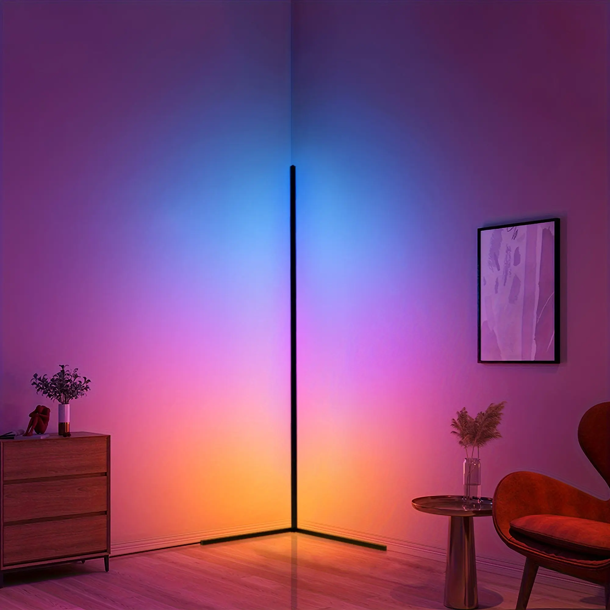 57-Inch Smart RGB Corner Floor Lamp, 88-LED Bluetooth App-Controlled Standing Light, Color-Changing Mood Fixture for Gamer Stuff, Aesthetic Room Decor, Lights for Bedroom