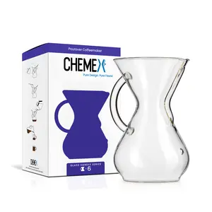 Chemex Pour-Over Glass Coffeemaker - 6-Cup - Glass Handle Series - Exclusive Packaging - Non-Porous Borosilicate Glass - Easy to Use - Timeless Design Pots Tea