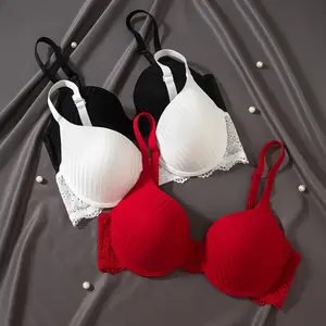 3-piece elegant red lace bra set with push-up design, medium support, underwire, and non-removable pads—designed specifically for adult women, with lace detailing. Adult bra set | Elegant lace bra | Underwire bra