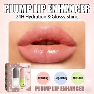 2-Pack Hydrating Lip Serum Set, Moisturizing Plumping Lip Oil Lip Mask, Brightening for Dull Lips, Long-Lasting Nourishment & Smooth Glossy Finish, Daily & Overnight Lip Care for Women & Men