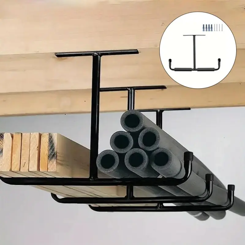 T-shaped Garage Home Storage Hook Rack, Heavy Duty, 1/2 Counts Ceiling Installation Hook, Suitable for Hanging Hoses, Wood, and Other Bulky Items, Room Accessories, Tool Kit, Garage Tool Organiser, Construction Tool Organizer