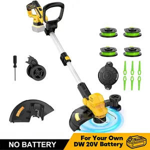 Electric Cordless Weed Wacker Power Tool for Dewalt 20V Max, Battery Powered Weed Eater Edger Mower, 12 Inch Brushless String Trimmer Grass Cutter Auto Line Feed with 4 Line Spools, Tool Only