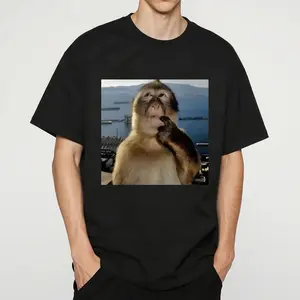 Monkey Thinking Meme Tshirt,Funny Meme Tshirt,Trending Tshirt Modern Fit Menswear Top.