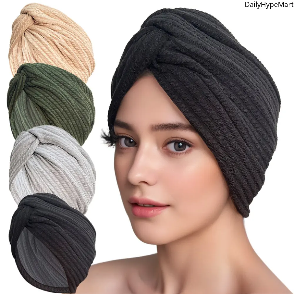 Chic Turban for Women, Bohemian Style Pre-Tied Twisted Knot Headwrap, Full Coverage Hair Scarf for Daily Casual Wear, Chemo Wear, Turban Bonnet, Undercap, Christmas, Funky, Engagement, Anniversary