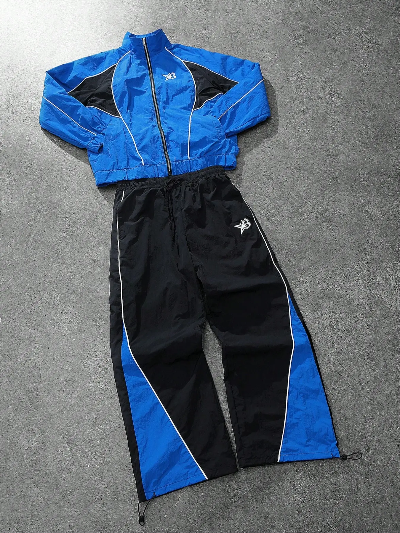 Unisex Street Style Star Letter Blue Patchwork Racing Jacket, Fall Windproof, Y2K Fashion, Car Culture Lovers, High Street Trend