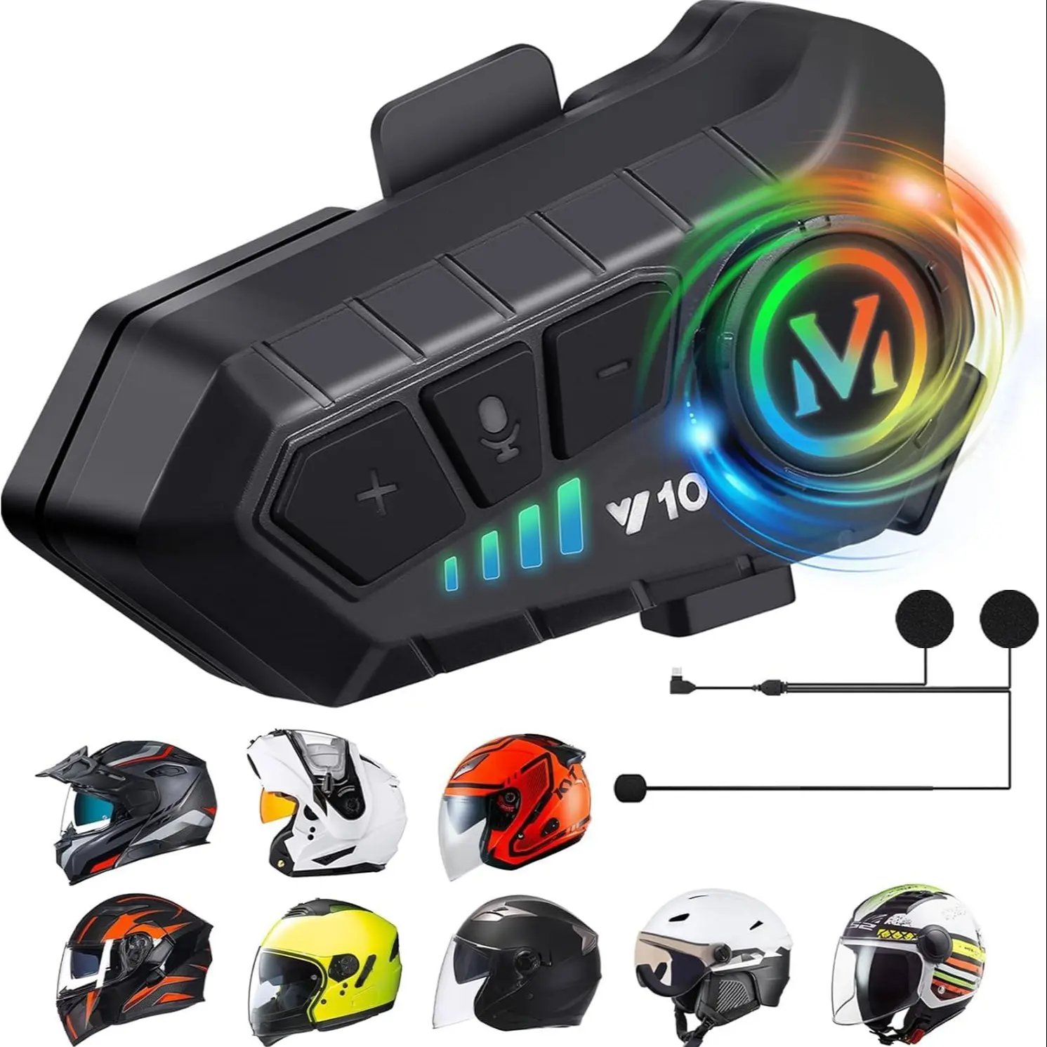 Electric Motorcycle Helmet Speaker, IPX6 Waterproof Helmet Headset, with Auto-Answer/Call Music Control Function, Compatible with All Helmets