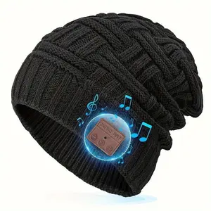Wireless Music Hat, Chunky Knitted Hat Wireless Hat, Snow Plus Velvet Warm Wireless Music Headphone Hat, Sports & Outdoor Hats, Knitted Winter Hat, Beanies