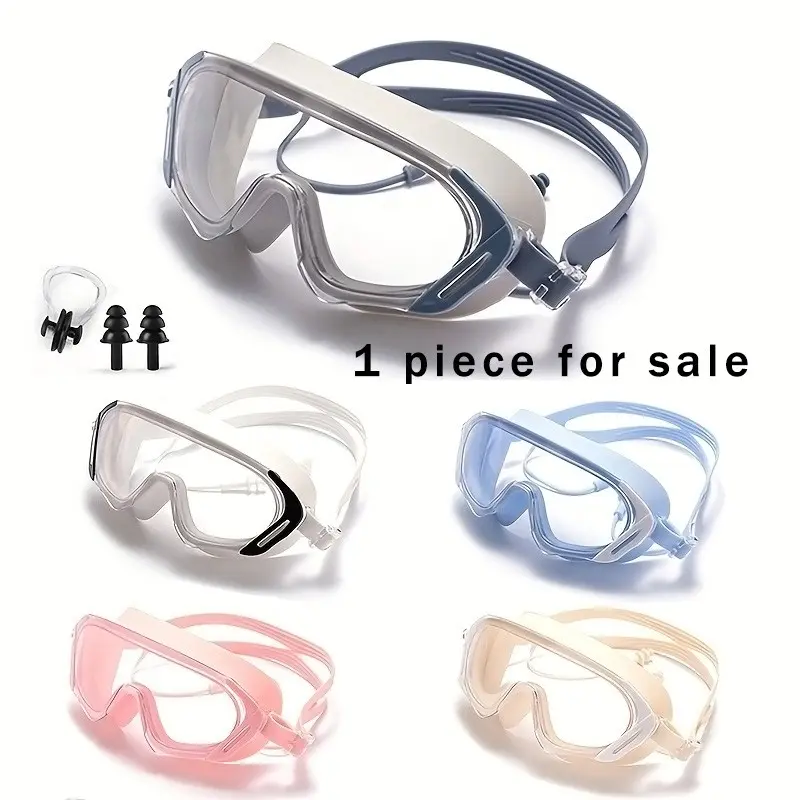 High Definition Waterproof Anti-Fog Swimming Goggles, Large Frame, Integrated Earplugs, Ultimate Eye Protection for Water Sports, Diving, Diving Gear