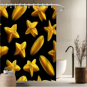 1pcs Fruit Theme Bath Curtain-2D Flat Cute Pineapples and Flower Patterns Printed Shower Curtain Fun Home Window Curtains Suitable for Bathroom and Bathtub Decor 70.8x70.8 inches