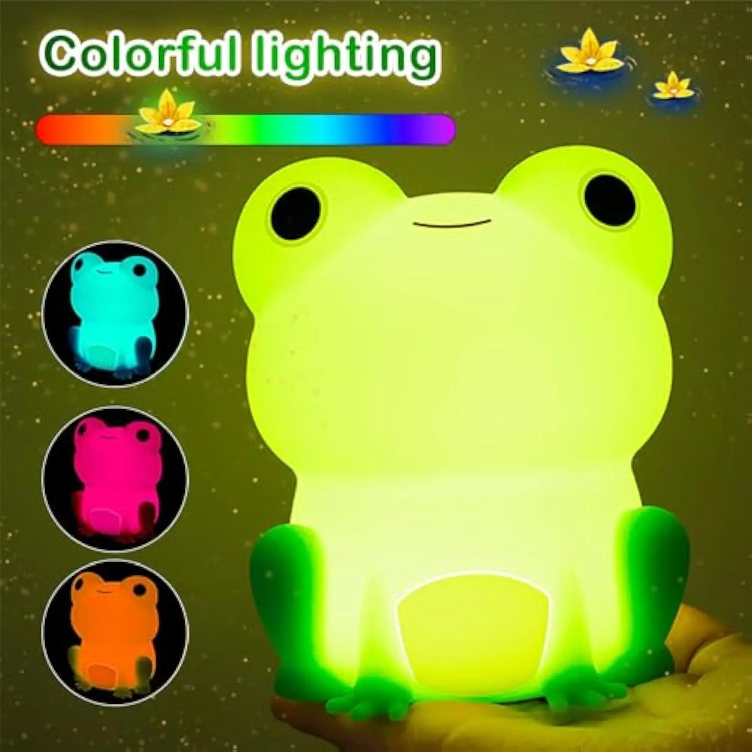 OkiyiD Rechargeable Frog Nightlight - ABS SIL Safe, Dimmable Touch Control, Portable Adjustable LED Children's Night Light, Decorative Indoor Nursery Lamp, Kids Gift for Babies, Battery Operated Home Lighting, Decorative Lights, Adjustable Led Lights Chil