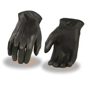 Men's Black Thermal Lined USA Deerskin Leather Motorcycle Winter Rider Gloves