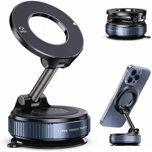 Upgraded Magnetic Car Holder,Unpowered Rotatable Foldable Vacuum Adsorption Bracket,Noise-Free Fit iOS Android Mobile Devices