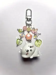 Handmade Beaded Keychain, Creative Anime Doll DIY Keyring, Multi-Color Heart Star Glass Beads, Best Gift for Him Her, Y2K Style, Cute Keychain, Cute Charms Keychain, Trendy Cute Keychain