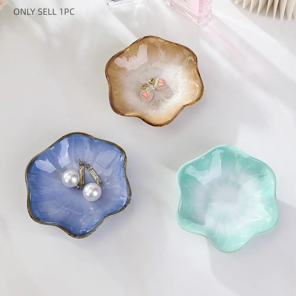 Cute Kiln-Fired Ceramic Jewelry Tray, Desktop Storage Dish Organiser for Various Jewellery and Small Items, Perfect Valentine's Day Gift, Home Decor Organiser, Home Organizer Storage