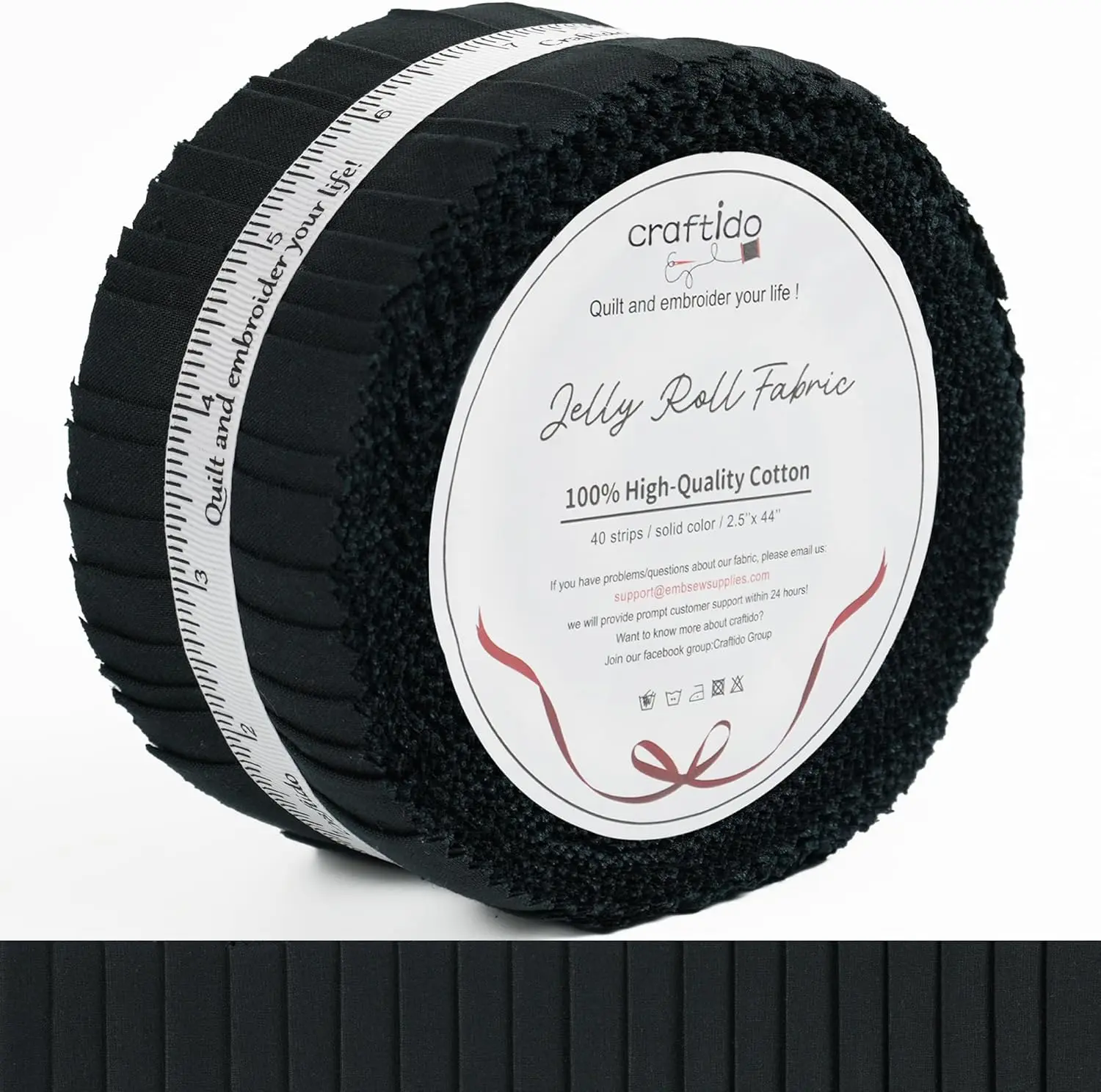 Craftido 100% Cotton Jelly Roll Fabric - 40 Precut 2.5"x44" Strips, 5.2oz (145g/sq m), Breathable, Anti-Fray Edges, Anti-Shrink for Quilting, Sewing, Home Decor, Toys, Coasters, Place Mats, Baskets, Bags, Diy Projects, Pre-Cut For Easy Quilting & Sewing