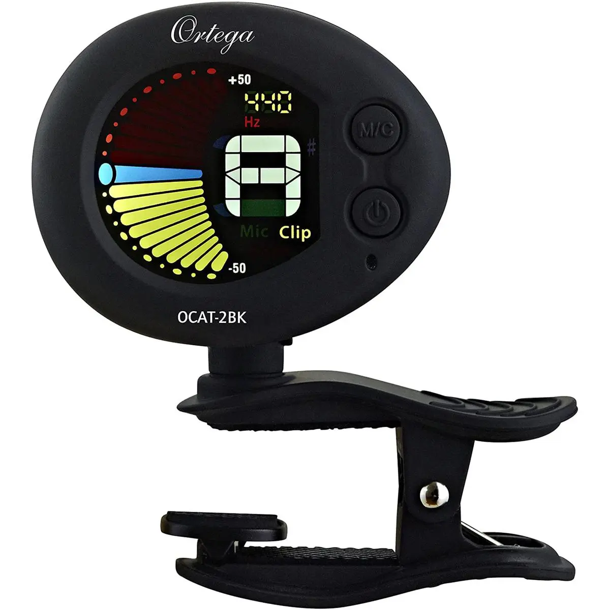 Ortega Guitars Clip-On Headstock Tuner/Metronome with Microphone and Vibration Sensor, Black