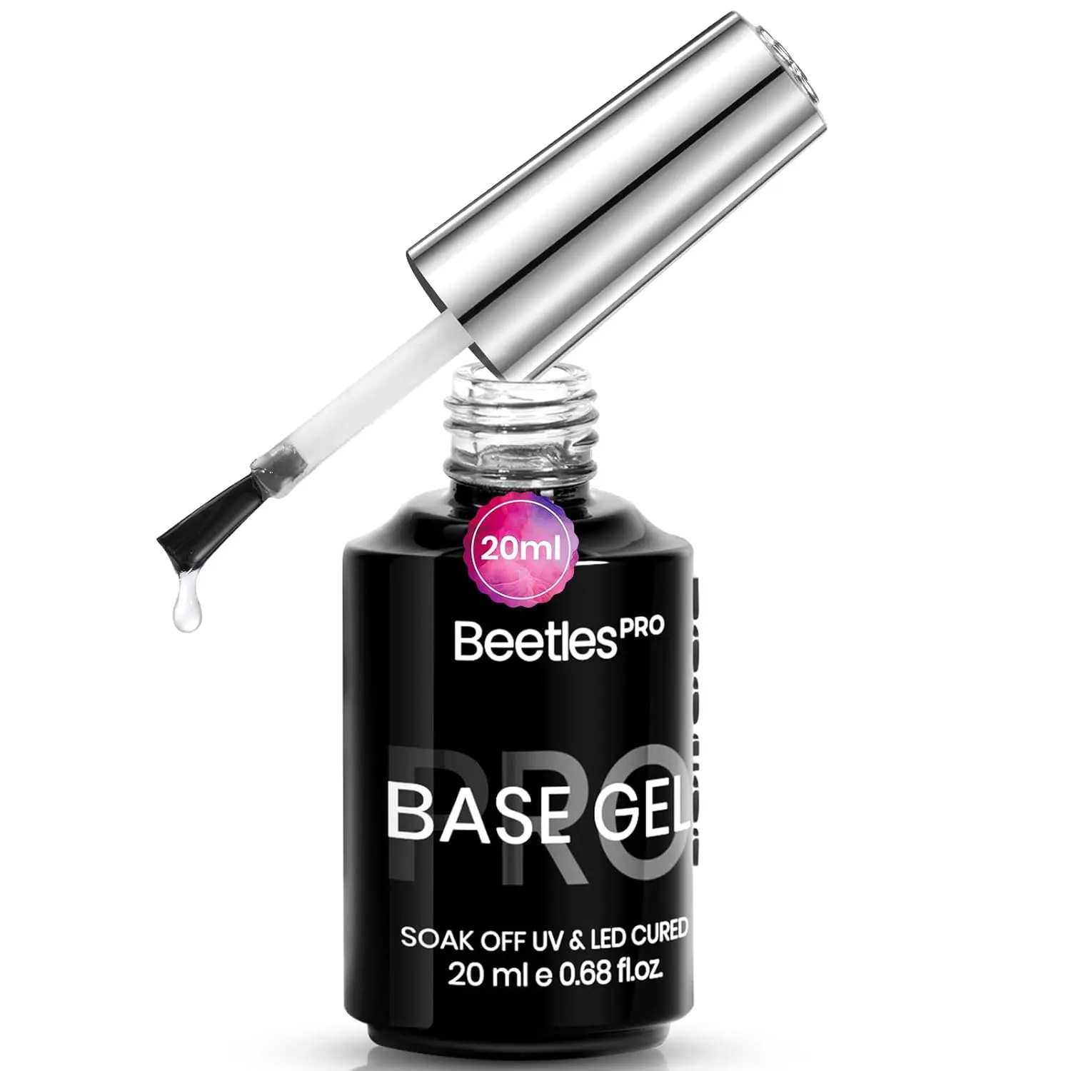 Beetles Pro Gel Base Gel Nail Polish, 20ml Upgraded Super Shine Finish and Long Lasting for 28 Days, Soak Off LED Nail Lamp Finish Nail Art Design Manicure for Salon