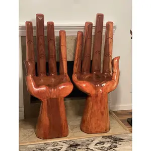 Large wooden hand-shaped chair- Stained