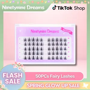 Ninetynine Dreams 50PCs Fairy Lashes | Lightweight Spiky Anime Manhua Douyin Lash Clusters — Ultra-Thin Band Waterproof Long-Lasting Reusable Pre-Mapped 10-13mm, C+ Curl Beginner Friendly Must-Have Makeup Essential False Individual Eyelashes