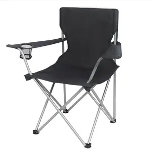 Ozark Trail Basic Quad Folding Camp Chair with Cup Holder, Black