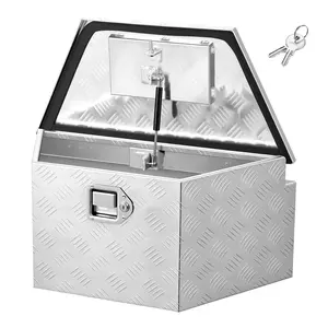 VEVOR Trailer Tongue Box, 26" x 13" x 12" Aluminum Trailer Tongue Tool Box, Heavy Duty Storage Organizer with Lock and Keys, Utility Tool Chest for Pickup Truck Bed, RV, SUV, Off-Road Vehicle, Silver