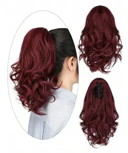Synthetic Hair Ponytail In Burgundy Color, 12 Inches Length, Suitable For Daily Wear, Made Of Matte High Temperature