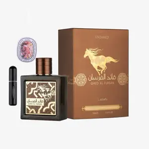 Lattafa Qaed Al Fursan Untamed Eau De Parfum 90ml - Sweet Warm Spicy Amber Woody Scent with 5ML Refillable Bottle & Scented Card for Unisex
