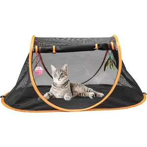 Portable Pet Cage Cat Mesh Tent,Pop Up Crate,Foldable Kennel,Indoor,Outdoor,Comfy Puppy House-Washable Fabric for Small Animals with 2 Cat Toys, Carry Bag & 2 Stakes
