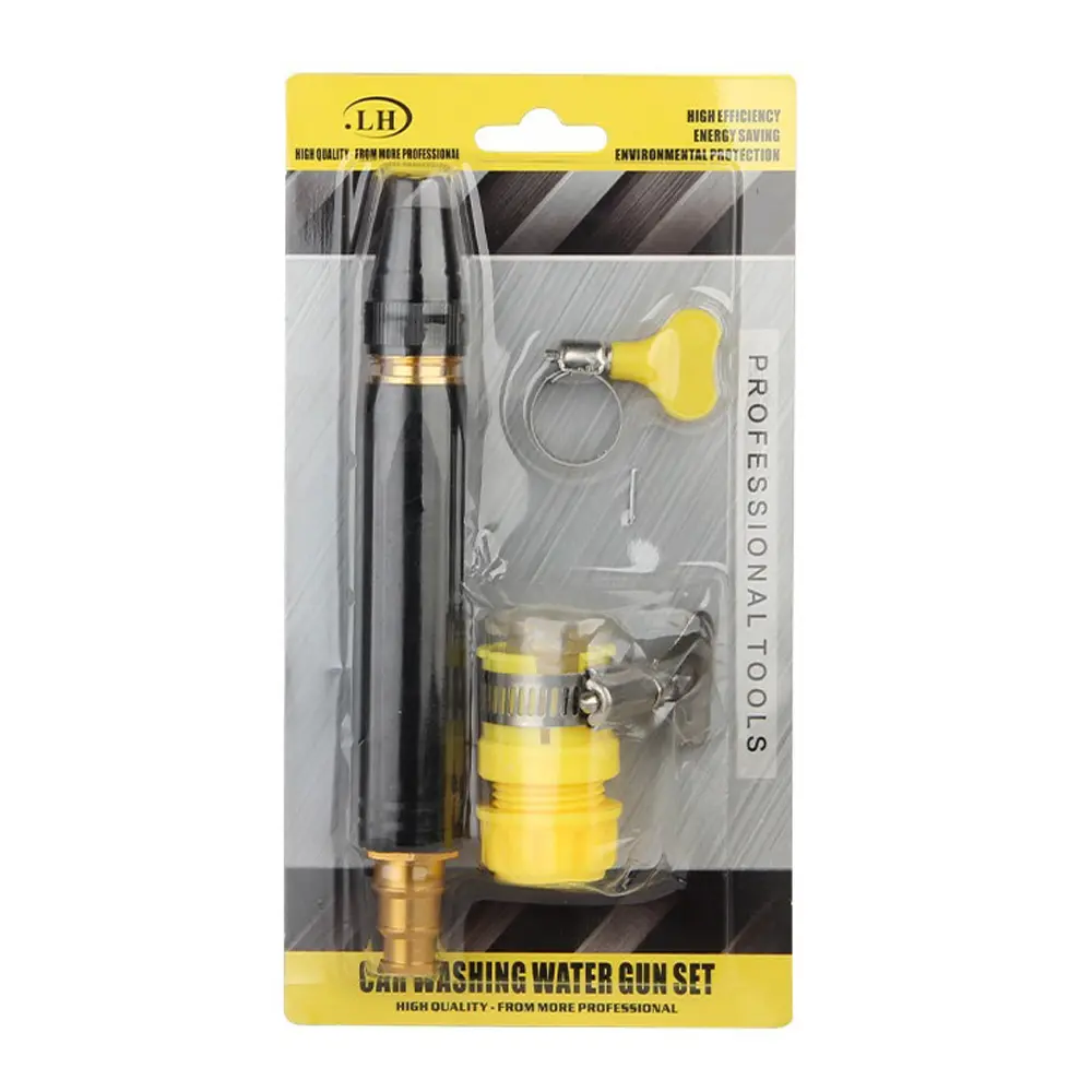 Heavy Duty Alloy Water Nozzle, High Pressure Hose Nozzle Sprayer (Non-Cracking), Adjustable Metal Spray Nozzle with Connectors for Car Wash, Garden & Outdoor Cleaning
