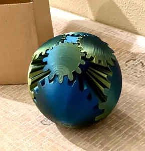 Gear Ball, 3D Printed Gear Ball Fidget Toy Spin Ball or Cube Fidget Toy, Gear Sphere, Stress Ball, Gear Sphere Desk Toy, Fidget Balls,  Gear Toy for Stress and Anxiety Relaxing