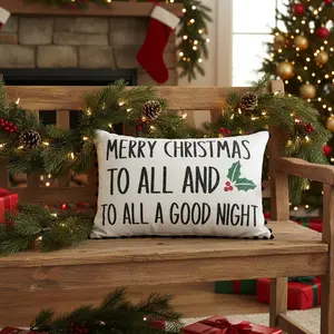 Cherry Ann Check To All A Good Night Pillow 14 x 22