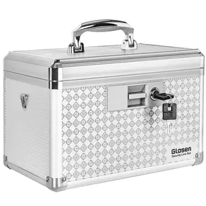GLOSEN Lockable Storage Box Medicine Box with Handle Durable Aluminum Alloy Material for Home Medicine or Personal Items Storage Black or Silver - Safety