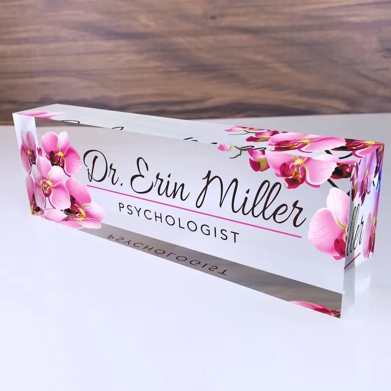 Acrylic Name Plate for Desk, Teacher Name Plate, Personalized Name Sign Acrylic Plaque, Office Decor, Custom Desk Name Plaque, First Day of School Sign