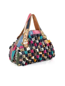 Women's Multicolor Tote Handbag Genuine Leather Random Color Hobo Shoulder Purse
