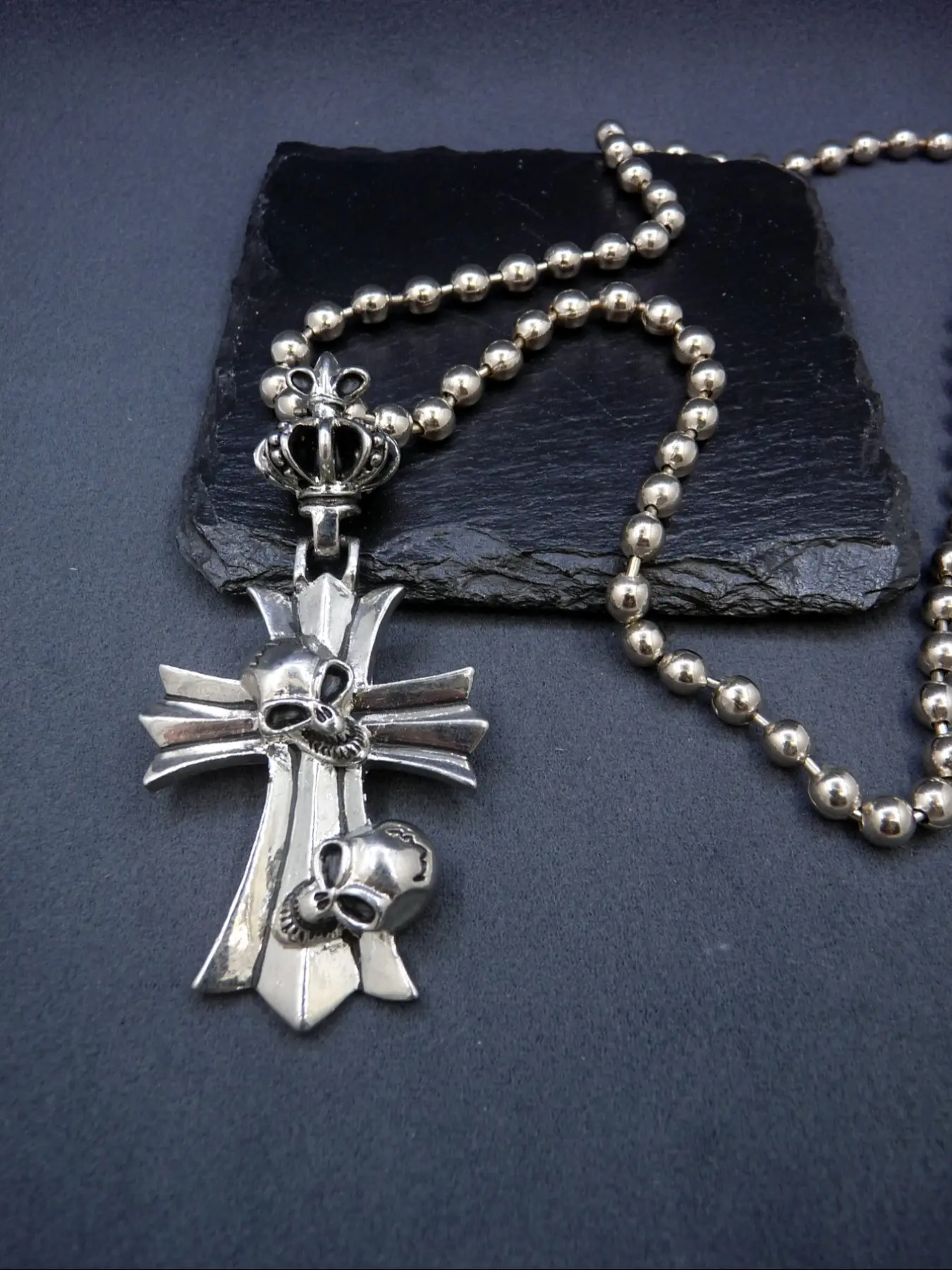 Vintage Creative Gothic Cross Skull Alloy Pendant Necklace, Costume Jewelry Necklace, Grunge Cross Necklace, Unisex Punk Style Jewelry, Perfect Halloween Accessory & Gift for Men & Women