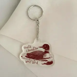 Stupid Canadian Wolf Bird Keychain, Hockey Romance Bookish Gift, Hockey Romance, Heated Rivalry & Hollanov Inspired Keychains, LGBT Keychain
