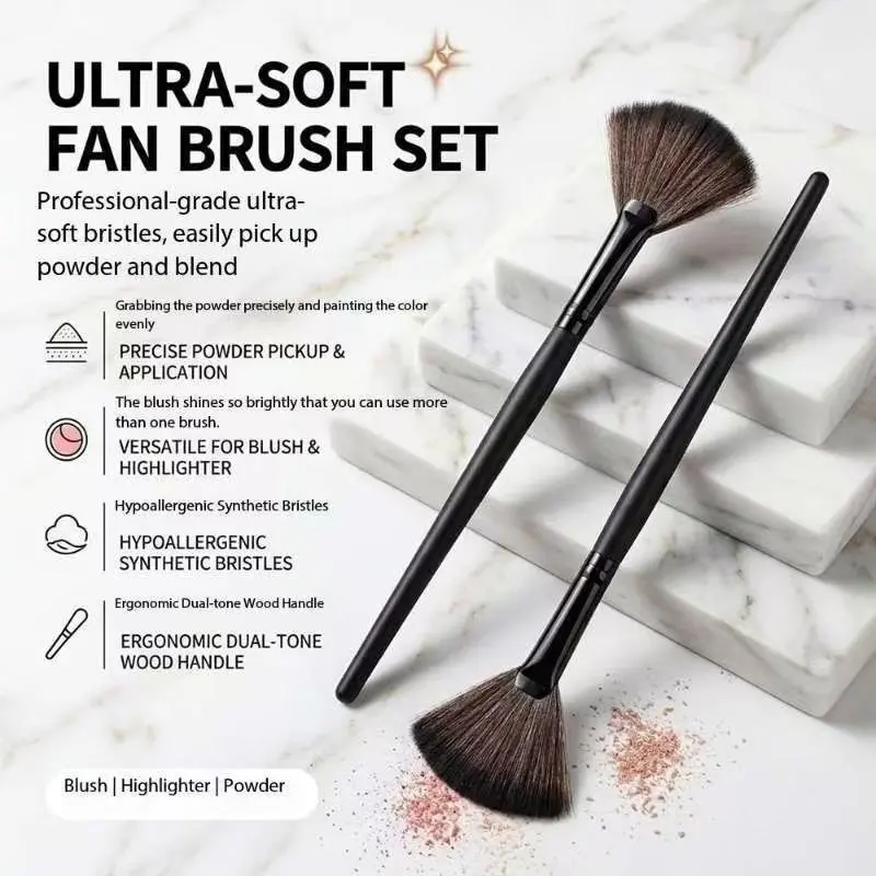 Professional Ultra-Soft Fan Brush, Highlighter Blush Contour Brush, Face Essence Mask Acid Brush, Makeup Tool for Precision Application, Makeup Blending Brush