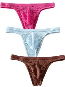 3pcs Men's Triangle Underwear Set, Breathable Mesh Transparent Ultra-Thin Elastic Tight Low Waist Thin Sporty Sports Comfort Bikini Bottoms