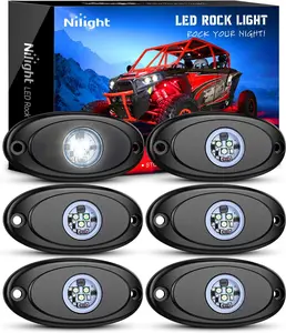 Nilight LED Rock Light 6PCS White Light Pods Waterproof UnderBody Wheel Well Light Exterior Interior Lights forCarTruck Pickups ATV UTV SUV Motorcycle Boat rock lights motorcycle light car interior welcome lights car in warning light luces de wheel lights